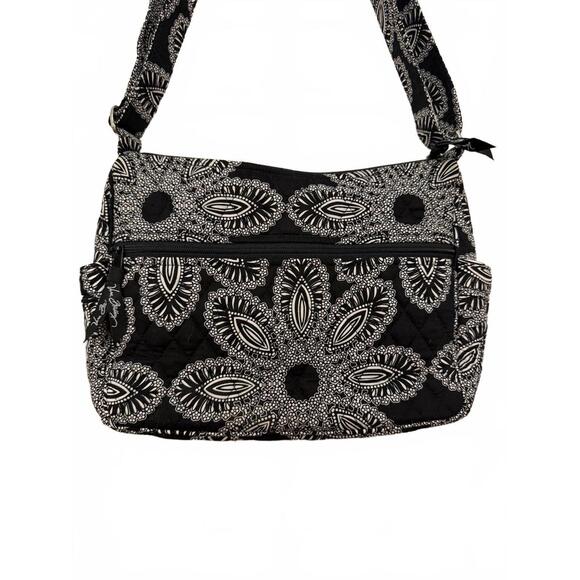 Vera Bradley large crossbody bag in a black and white floral pattern - Picture 2 of 8